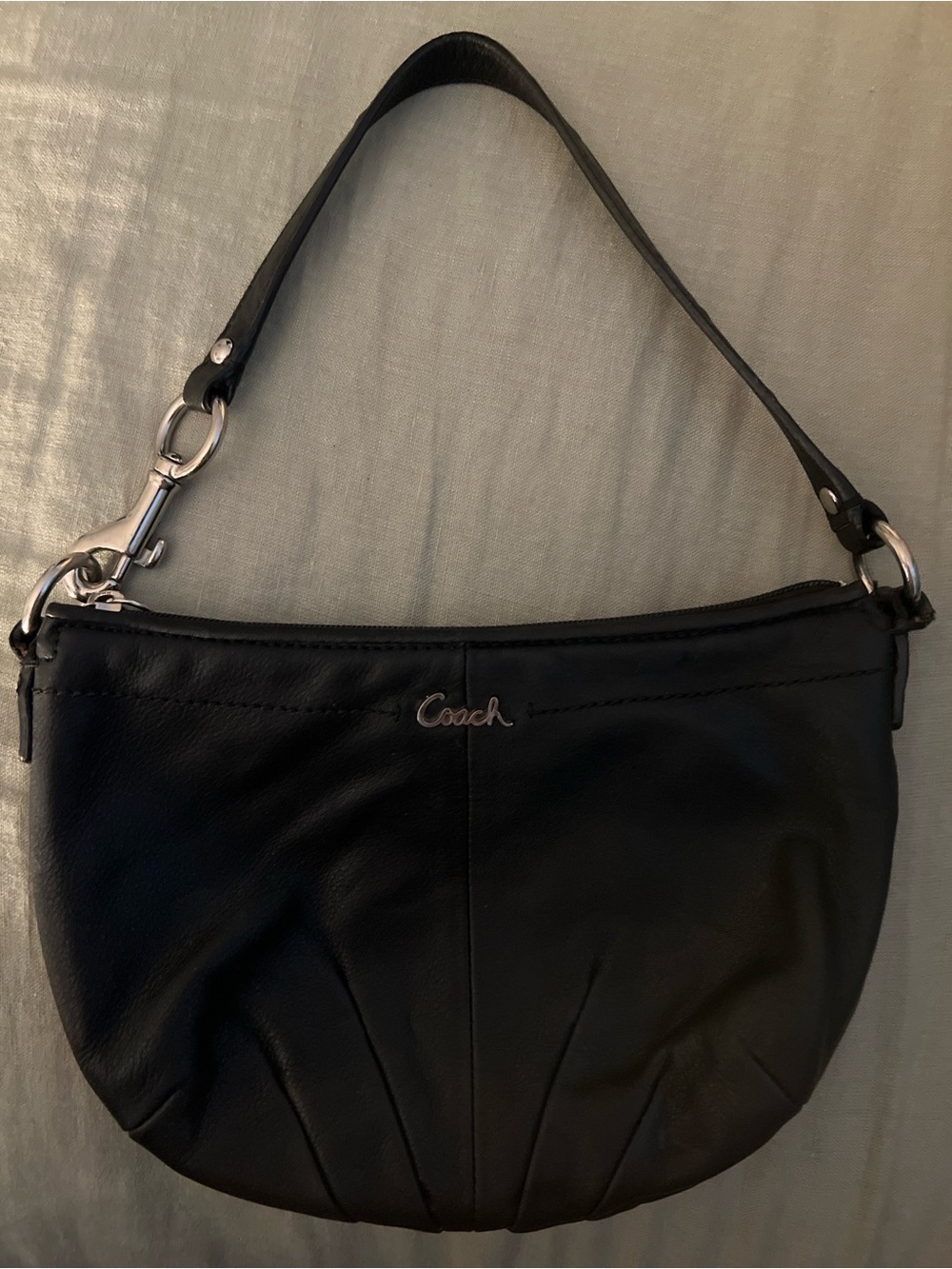 VTG Coach Black Leather Mini Shoulder Bag Swgr Pochette Y2K Silver Hardware EUC
